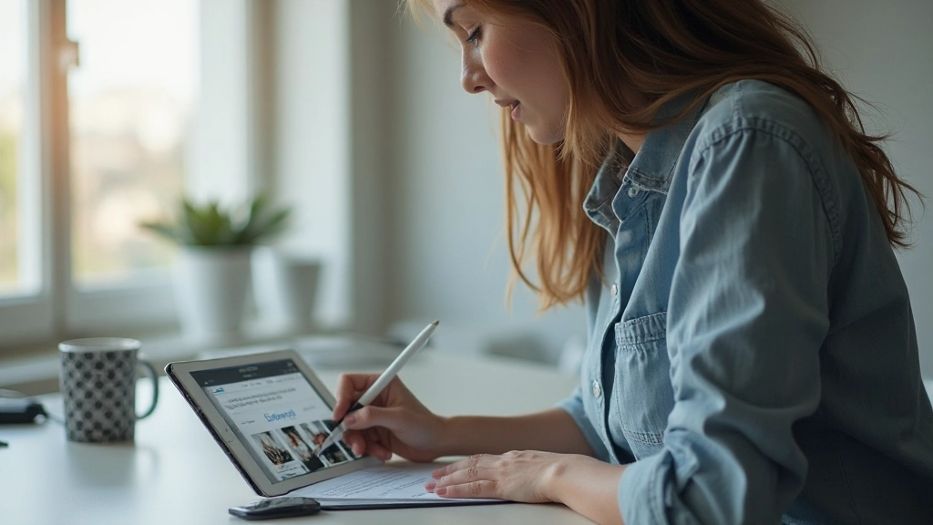 Дизайнер создает макет веб-сайта на графическом планшете в современном офисе