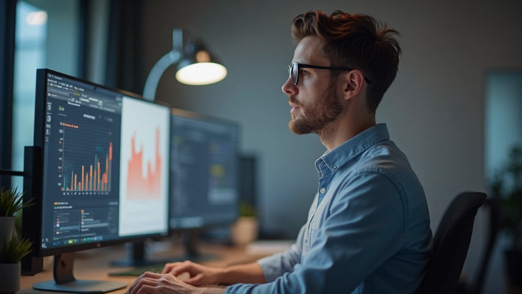 Аналитик изучает тепловую карту навигации сайта на мониторе, анализируя поведение пользователей