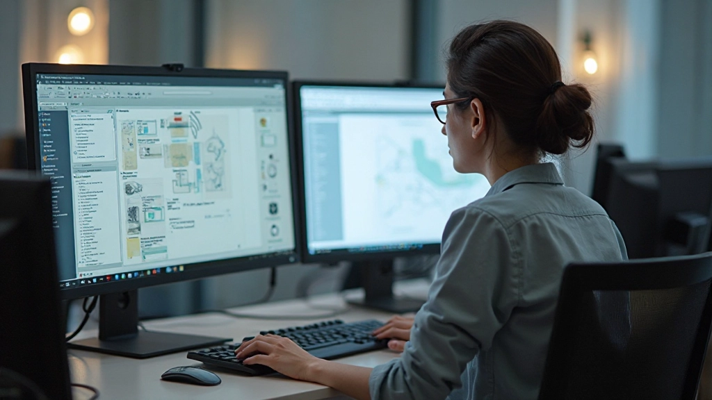 Студент разрабатывает проект веб-дизайна на компьютере